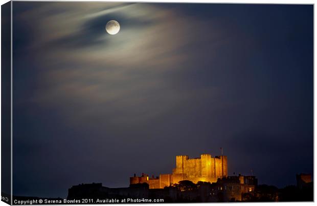 Full Moon over Dover Castle Canvas Print by Serena Bowles