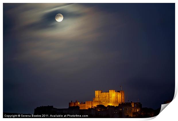 Full Moon over Dover Castle Print by Serena Bowles
