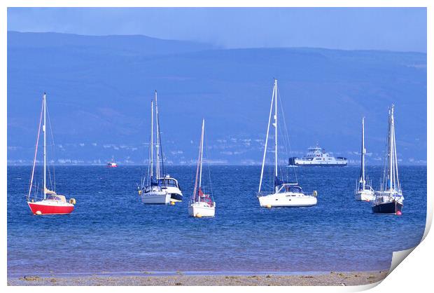 Small yachts moored at Fairlie, Largs Print by Allan Durward Photography