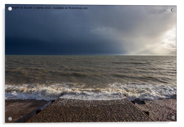 Stormy seascape Acrylic by Stuart C Clarke