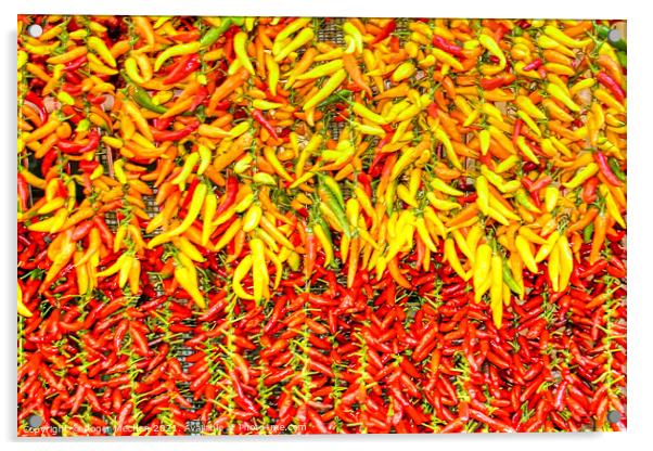 Bright and Spicy Peppers Acrylic by Roger Mechan