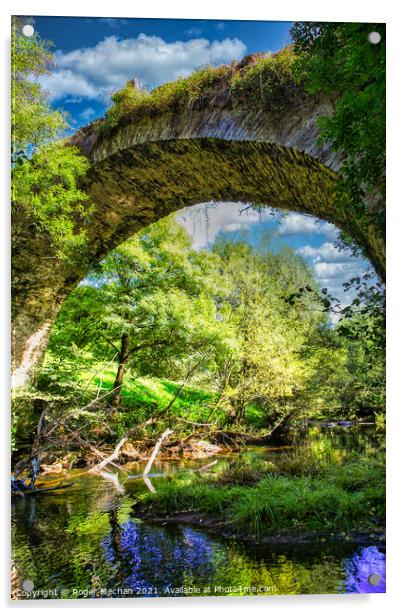 Serene Bridge over Lush River Acrylic by Roger Mechan