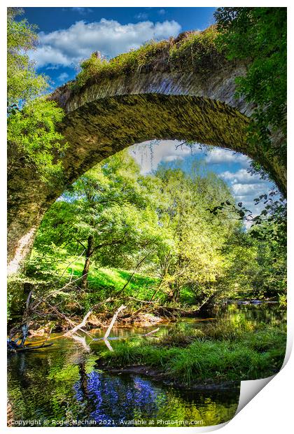 Serene Bridge over Lush River Print by Roger Mechan