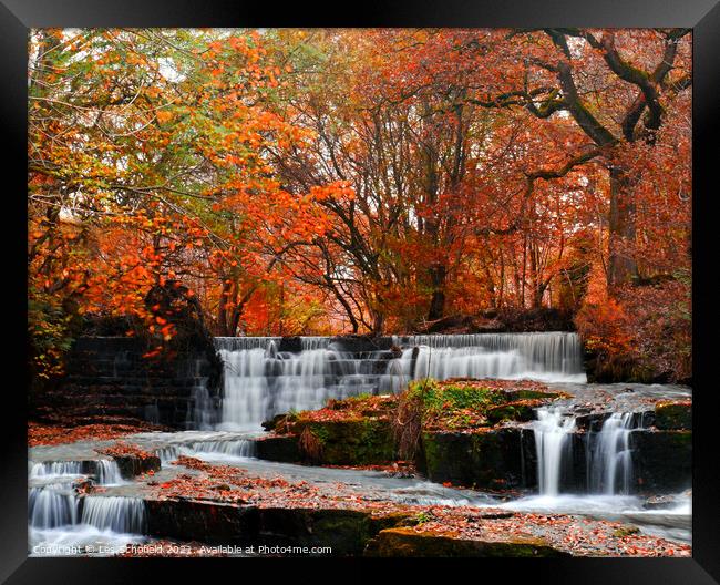 Beautiful Autumn Waterfall Framed Print by Les Schofield