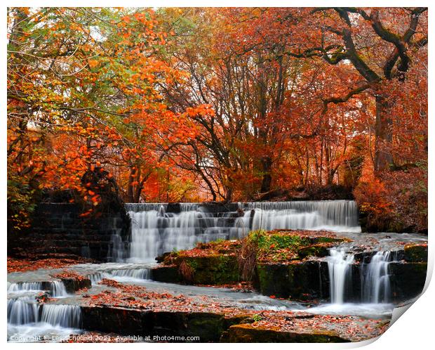 Beautiful Autumn Waterfall Print by Les Schofield