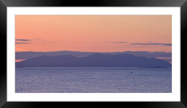 Prestwick view of Arran mountains at dusk Framed Mounted Print by Allan Durward Photography