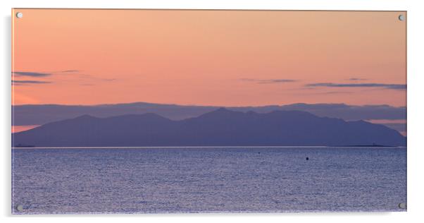 Prestwick view of Arran mountains at dusk Acrylic by Allan Durward Photography