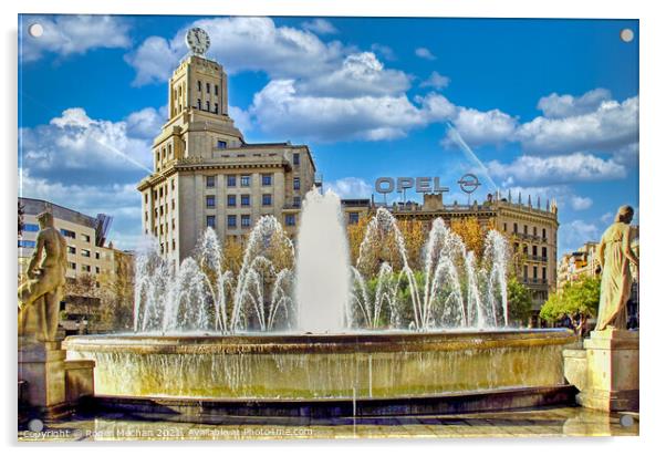 The Opel Building and its Fountains Acrylic by Roger Mechan