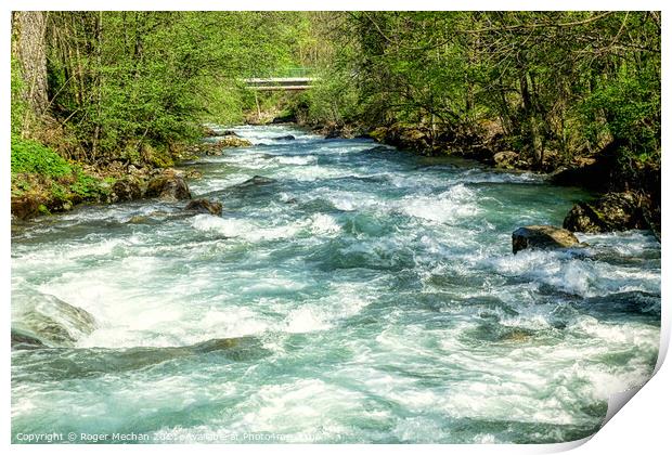 Rushing Rapids of the French Alps Print by Roger Mechan