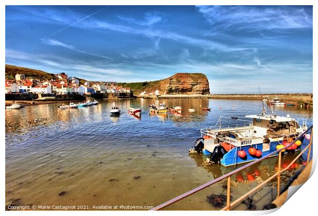 Staithes Fishing Boats Print by Marie Castagnoli