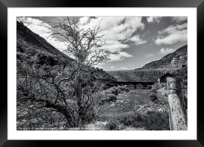 Caban Coch Dam, Elan Valley, black and white Framed Mounted Print by Gordon Maclaren