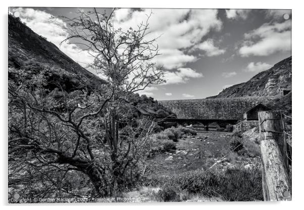Caban Coch Dam, Elan Valley, black and white Acrylic by Gordon Maclaren