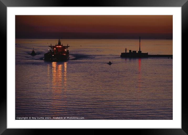 Leaving Port on the Evening Tide. Framed Mounted Print by Roy Curtis