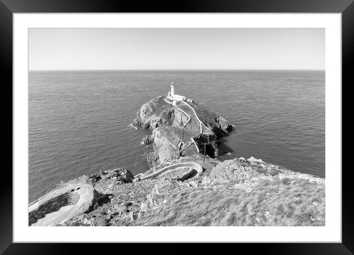 South Stack in monochrome Framed Mounted Print by Mark Godden