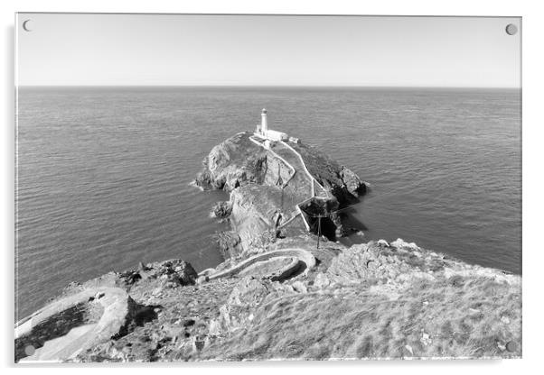 South Stack in monochrome Acrylic by Mark Godden
