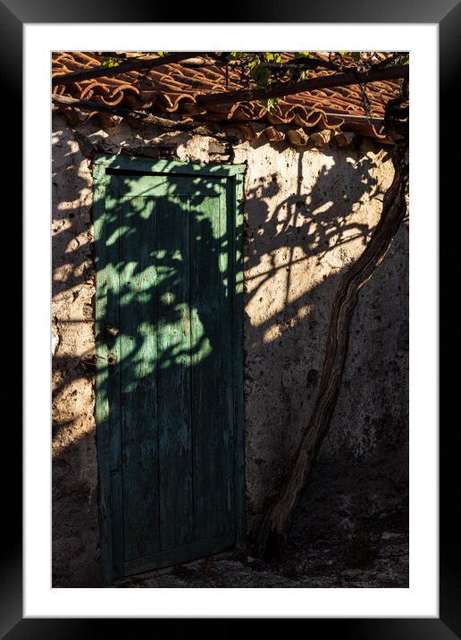 Vine shadow over rustic building Tenerife Framed Mounted Print by Phil Crean