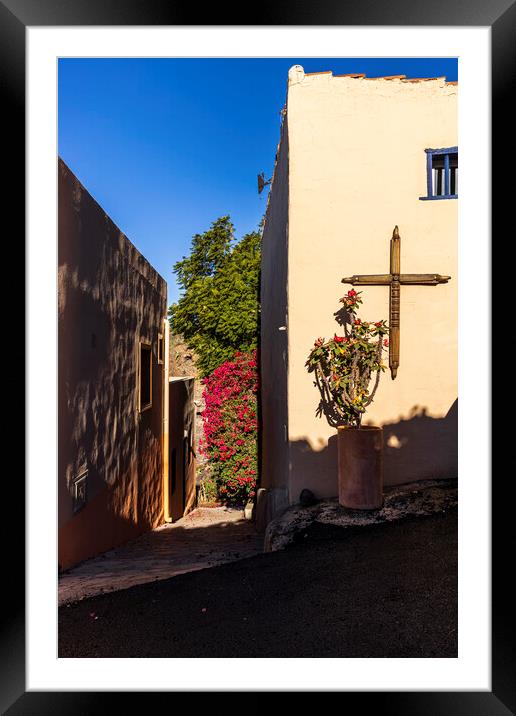 Cross on village wall Tenerife Framed Mounted Print by Phil Crean