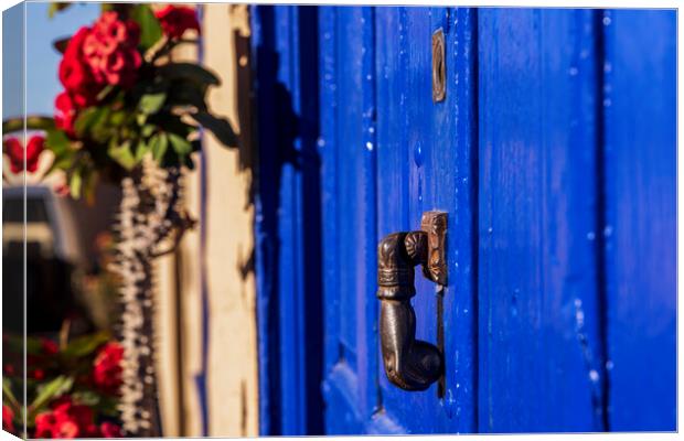 Blue door and knocker Tenerife Canvas Print by Phil Crean