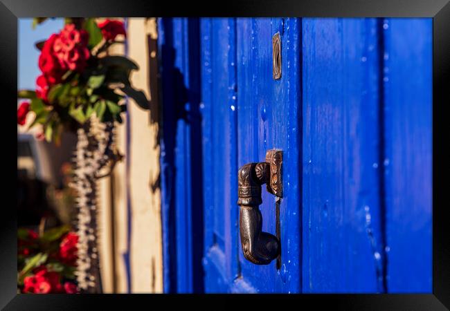 Blue door and knocker Tenerife Framed Print by Phil Crean
