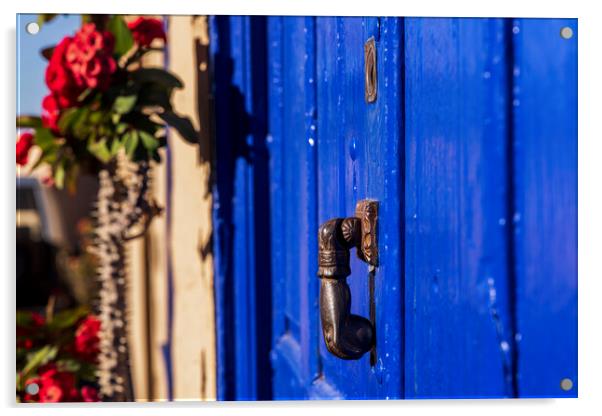 Blue door and knocker Tenerife Acrylic by Phil Crean