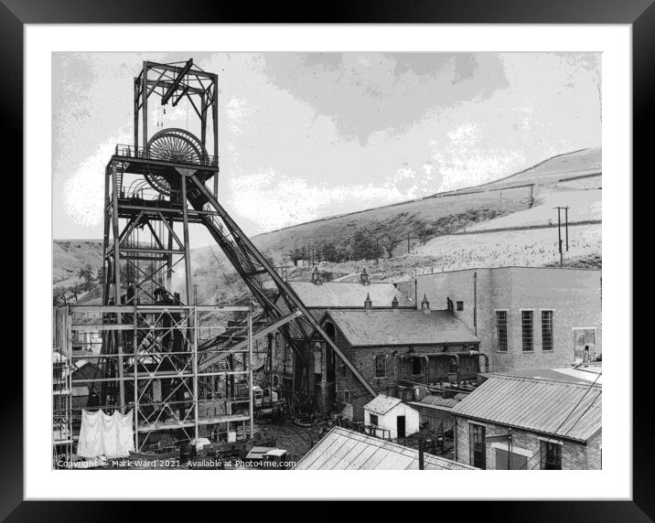 Welsh Coalmine Winding Gear. Framed Mounted Print by Mark Ward