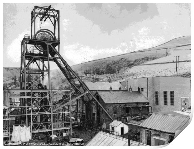 Welsh Coalmine Winding Gear. Print by Mark Ward