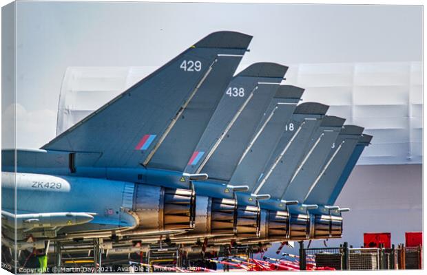 Tails of the RAF Typhoon Eurofighters at Coningsby Canvas Print by Martin Day