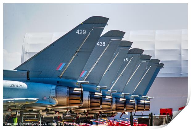 Tails of the RAF Typhoon Eurofighters at Coningsby Print by Martin Day