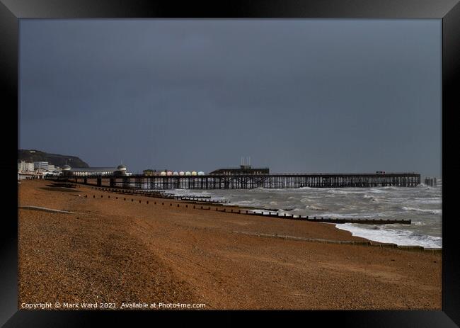 Hastings Pier in December. Framed Print by Mark Ward