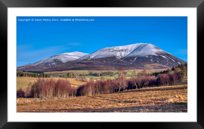 A view of snow covered Beinn a' Ghlò Framed Mounted Print by Navin Mistry