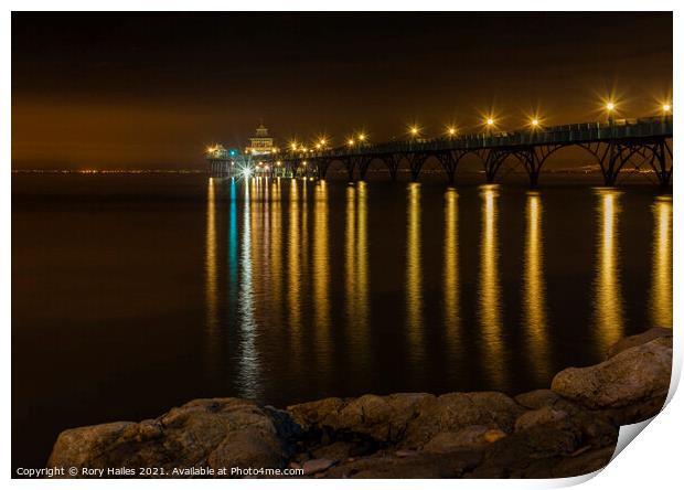 Clevedon Pier at Night Print by Rory Hailes