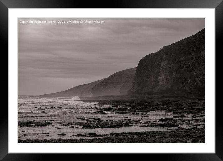 Southerndown beach and cliffs Framed Mounted Print by Roger Aubrey