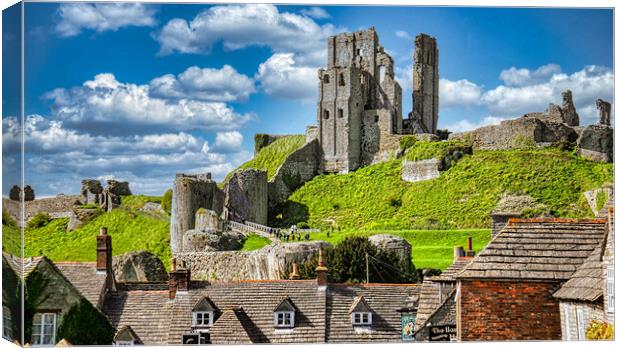 Corfe Castle Dorset: A Story of War and Ruin Canvas Print by Roger Mechan
