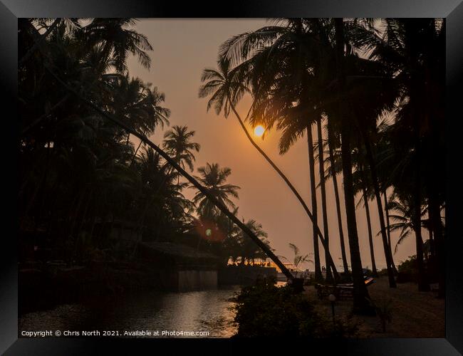 Sunset over the Indian Ocean, Goa. Framed Print by Chris North