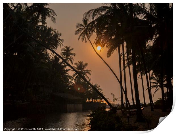 Sunset over the Indian Ocean, Goa. Print by Chris North