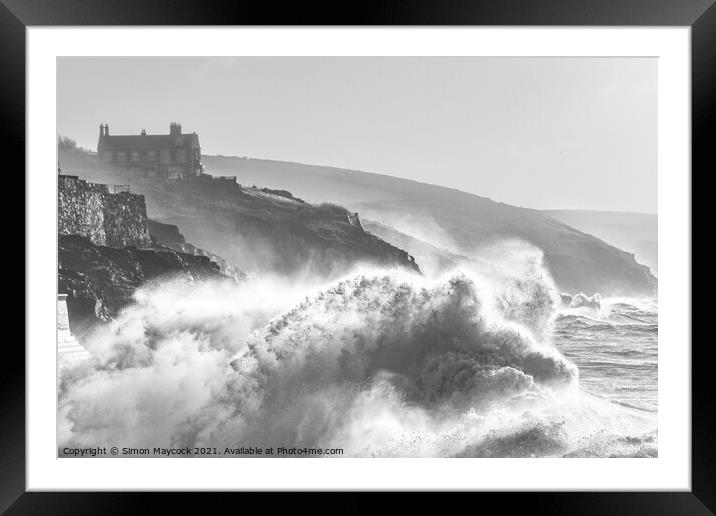 Porthleven Waves Framed Mounted Print by Simon Maycock