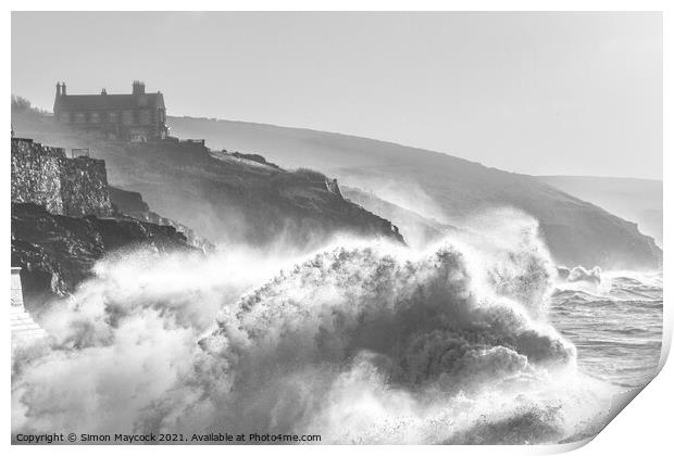 Porthleven Waves Print by Simon Maycock