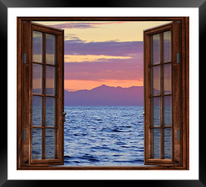 Arran at dusk viewed from Ayr Framed Mounted Print by Allan Durward Photography