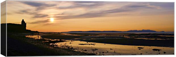 Sunset at Greenan beach Ayr Canvas Print by Allan Durward Photography