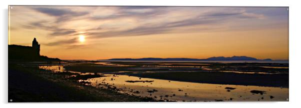 Sunset at Greenan beach Ayr Acrylic by Allan Durward Photography