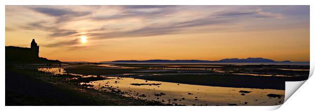 Sunset at Greenan beach Ayr Print by Allan Durward Photography
