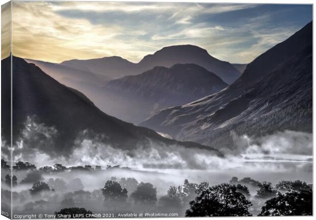 MOUNTAINS AND MIST - NORTHERN END OF CRUMMOCK WATER/ LAKE DISTRICT Canvas Print by Tony Sharp LRPS CPAGB
