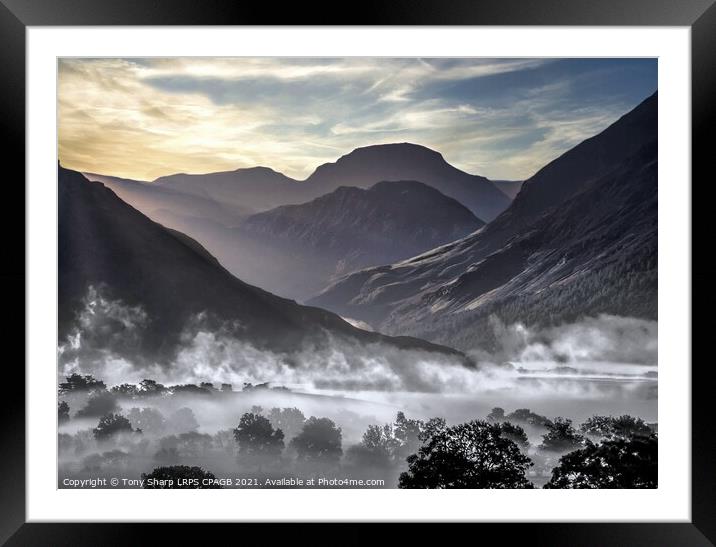 MOUNTAINS AND MIST - NORTHERN END OF CRUMMOCK WATER/ LAKE DISTRICT Framed Mounted Print by Tony Sharp LRPS CPAGB