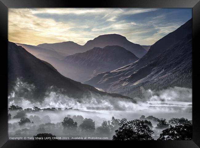 MOUNTAINS AND MIST - NORTHERN END OF CRUMMOCK WATER/ LAKE DISTRICT Framed Print by Tony Sharp LRPS CPAGB