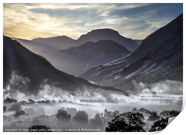 MOUNTAINS AND MIST - NORTHERN END OF CRUMMOCK WATER/ LAKE DISTRICT Print by Tony Sharp LRPS CPAGB