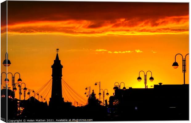 Majestic Sunset over Skegness Clock Tower Canvas Print by Helkoryo Photography