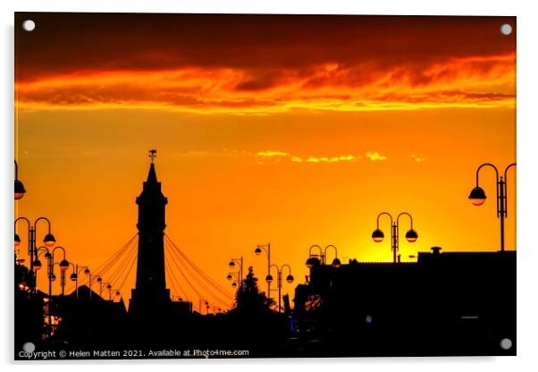 Majestic Sunset over Skegness Clock Tower Acrylic by Helkoryo Photography