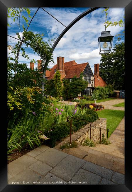 Postcard Photo of House and Gardens Framed Print by John Gilham