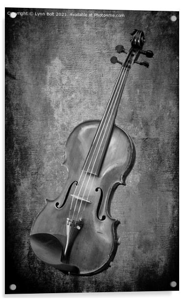 Violin Study in Black and White Acrylic by Lynn Bolt