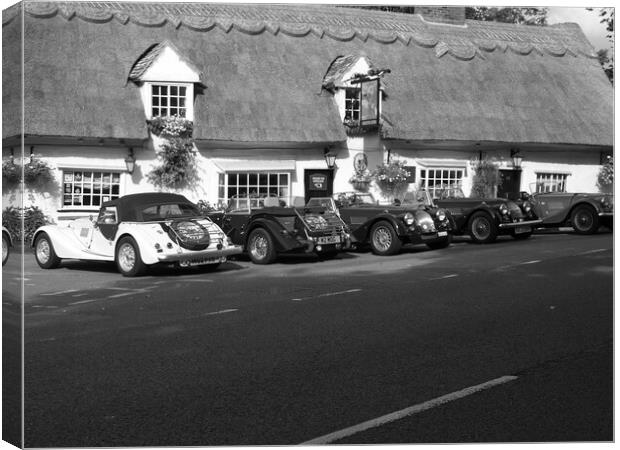 Classic Cars at the Pub Canvas Print by Simon Hill
